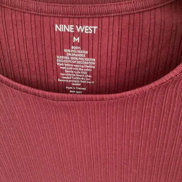 Nine West Top Size Medium Burgundy - Picture 3 of 5